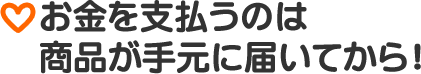 お金を支払うのは商品が手元に届いてから！